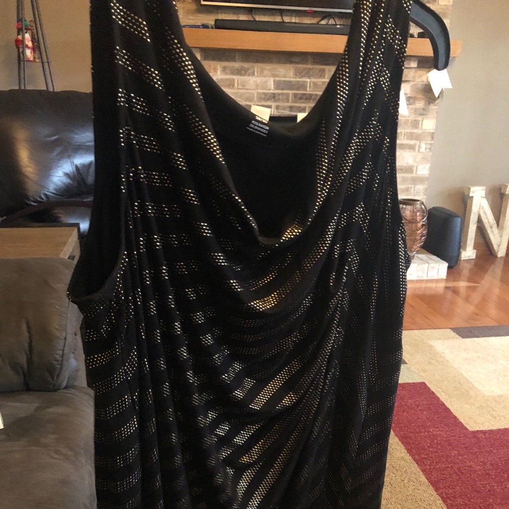 Lane Bryant Black and Gold Sequence top